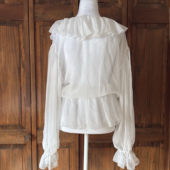 Dolce & Gabbana Silk Chiffon Ruffle Sheer White Puff Sleeve Blouse S NWT $2,145 - Picture 15 of 15